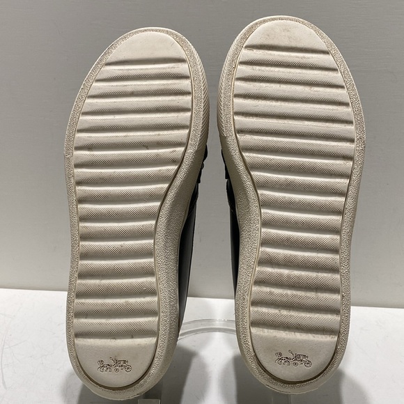 COACH “Tea Rose” Women’s Black Leather Floral Appliquéd Slip-on Sneakers (Sz:6B) - Picture 10 of 12